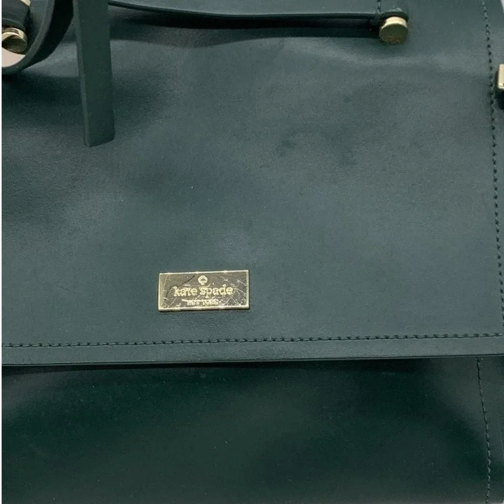Kate Spade New York Forest Green Leather Crossbody‎ Satchel Bag Gold Hardware